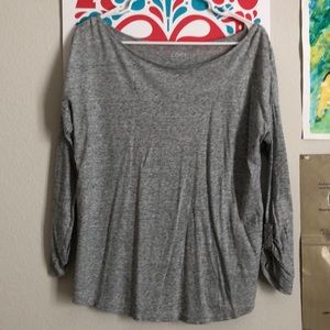 Gray Scoop Neck Ann Taylor Loft Tee